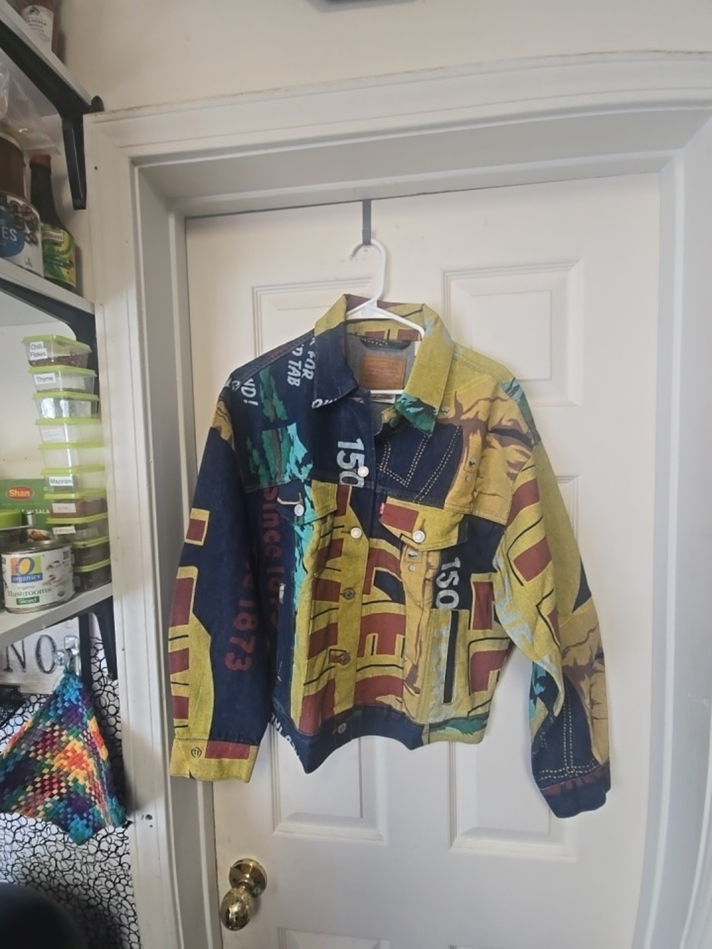 Levi's Colorblock Graphic Denim Jacket in Yellow, Blue & Green